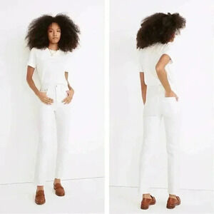 Madewell High Rise Perfect Vintage Jean in Tile White Denim Preppy